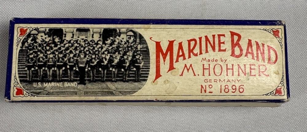 Vintage M. Hohner Marine Band Harmonica Germany Key of C with Box